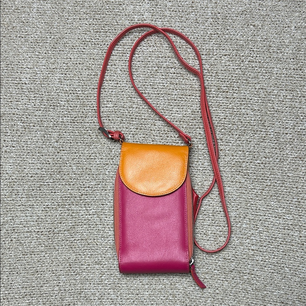 ili New York Pink and Orange Phone Wallet Crossbody Bag